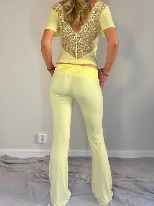 Lacy flare pants butter